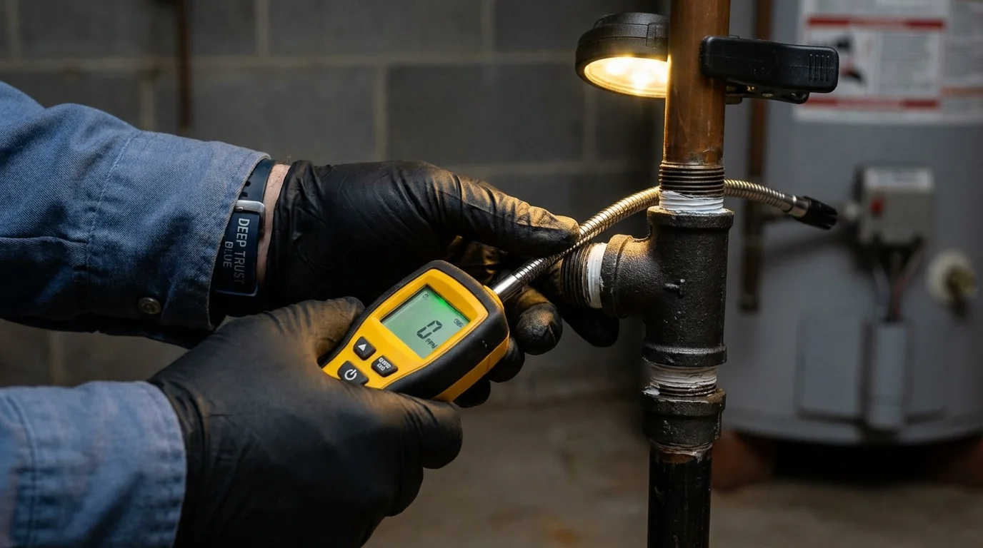 Gas leak detection with electronic sniffer by Johns Plumbing LLC in Huachuca City